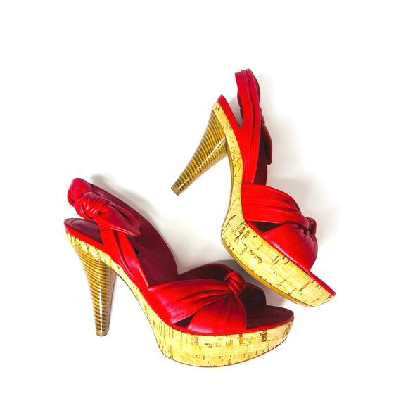 Louis Vuitton Retro Watermelon Pink Slingback Open toe Leather Sandal Heels 37 - Picture 8 of 14